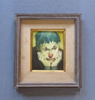 Listed Artist Cortland Butterfield (1904 - 1977) Oil Portrait Clown Painting