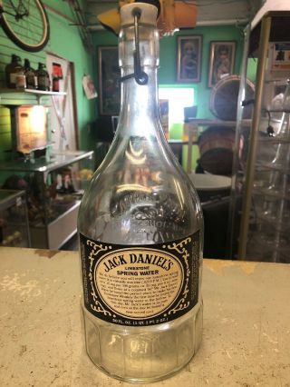 Jack Daniel’s Limestone Spring Water 50 Oz.  Empty Glass Bottle Lynchburg,  Tenn.