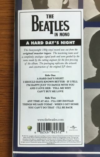 RARITY Beatles - Hard Day’s Night MONO LP (2014) w/ With the Beatles label 6