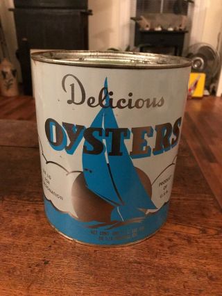 Vintage Bevans Oyster Co Gallon Tin Can - Kinsale,  Va 303