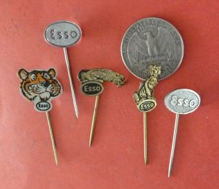 5x Esso Lapel Pins / Badges Exxon Tiger 5x72