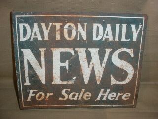 Rare Vintage Dayton Daily News Vendors Wall Doubleside Newspaper Tin Scioto Sign