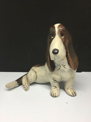 Vintage Lynda Pleet Basset Hound Dog Signed Sculpture 5 " L 1996