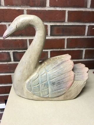 10.  5 " Vintage Wooden Swan Hand Carved