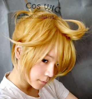 Vocaloid Kagamine Len Rin Blonde Cosplay Wig Heat Resistent Cos Hair Wigs E147