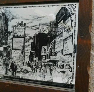 1979 TIMES SQUARE,  York City,  REVERSE Painting GLASS MIRROR Bar Art VIntage 8