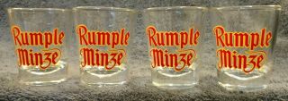 4 Rare Design Rumple Minze Peppermint Schnapps Shot Glasses 1 Oz Red Yellow