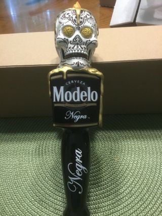 Modelo Negra Dia De Los Muertos - Day Of The Dead Skull Tap Handle,  11 " Nib
