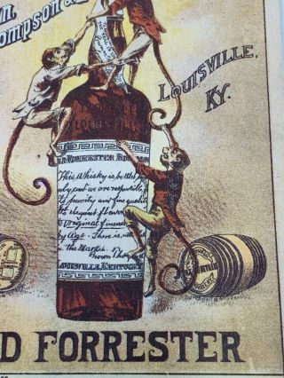 Brown Thompson & Co OLD FORRESTER Whiskey AD Trade Card,  Louisville KY Monkeys 4