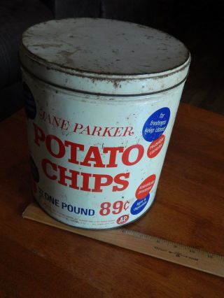 A&P_The Great Atlantic & Pacific Tea Co.  JANE PARKER Potato Chips METAL CANISTER 2