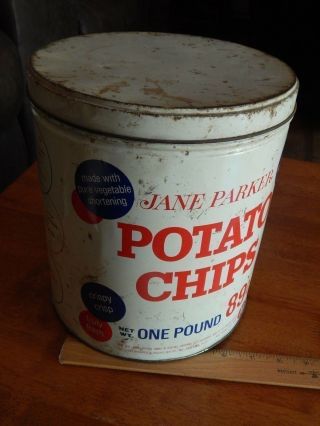 A&P_The Great Atlantic & Pacific Tea Co.  JANE PARKER Potato Chips METAL CANISTER 5