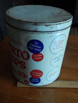 A&P_The Great Atlantic & Pacific Tea Co.  JANE PARKER Potato Chips METAL CANISTER 8