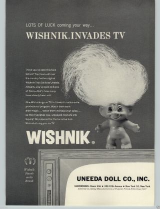 1965 Paper Ad Uneeda Doll Co Wishnik Troll Dolls Tv