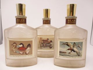Set Of 3 Beam Bourbon Duck Stamps Series Decanters W/ Boxes