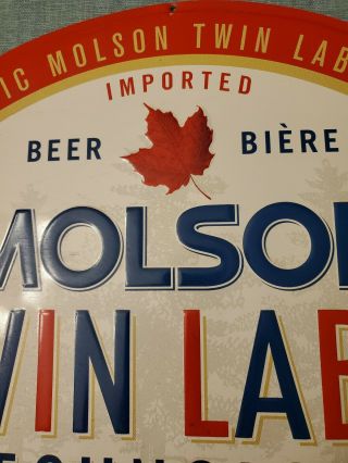 Molson Canadian Beer Twin Label Tin Sign 26h x 22 