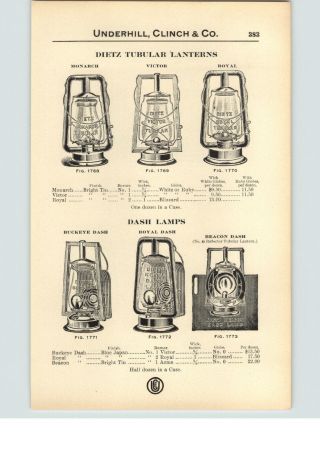 1920s Paper Ad 2 Sided Dietz Driving Auto Royal Dash Fire Department Lantern