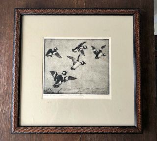 Benson B Moore Framed,  Signed Sporting Art Ducks In Flight Etching