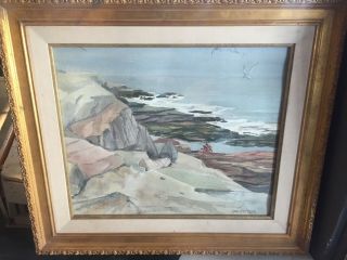 " Beach Scene " By Bucks County Listed Artist Joan Bitzer Watercolor