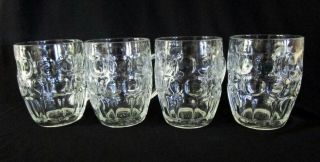 Four (4) Vintage Ravenhead Made In England Dimple Glass Beer Mugs 16 Oz 1 Pint