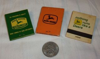 3 Vintage John Deere Matchbooks.  Morphett Impl,  Henderson,  Ky 4 Legged Deer