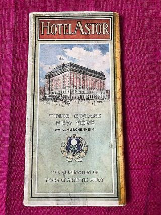 Rare Antique Hotel Astor Times Square York City Great Illustrations