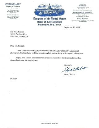 Ohio Congressman Steve Chabot Signed Letter