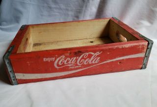Vintage Coca Cola Coke Wood Case Carrying Crate Soda Pop Bottle Wooden 12x18x4 2