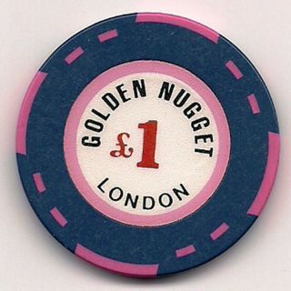 Golden Nugget London " 1 Pound " Closed Casino Chip England