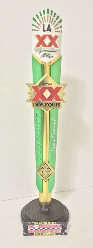 Dos Equis Lager Especial Cerveza Los Angeles La Beer Tap Handle 14.  5” Tall Rare