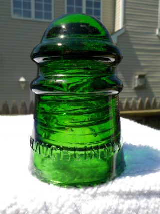 Gorgeous Dark Emerald Green Cd 106 Mclaughlin No 9 Glass Insulator