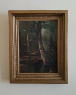 19th Century Plein Air Landscape Painting Oil On Canvas Ornate Gold Frame