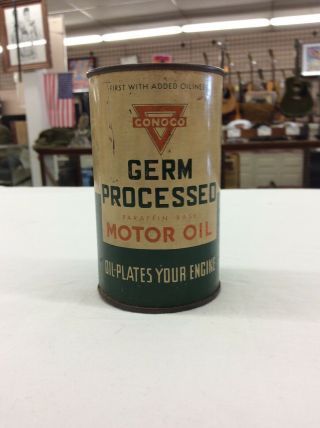 Vintage Conoco Germ Processed Miniature Motor Oil Can Bank - RARE 3