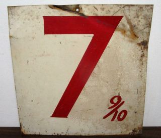 Vintage Hand Painted Metal Gas Station Price Number Sign 7 9/10
