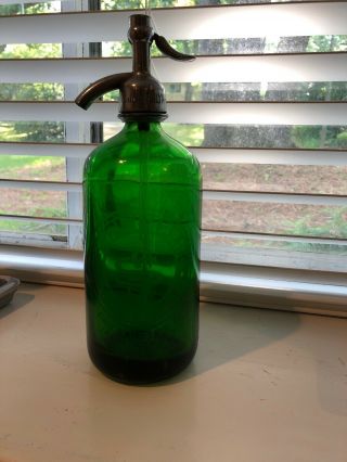 Antique S.  Steinberg Bronx,  Ny Green Glass Vintage Soda Syphon Seltzer Bottle