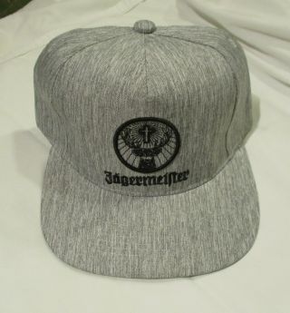 Jagermeister Ballcap Hat Gray With Black Emblem Adjustable Back Band