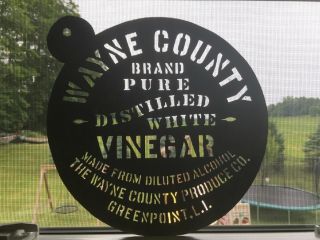 Antique Brass/copper Stencil Box Label Wayne County Brand Distilled Vinegar