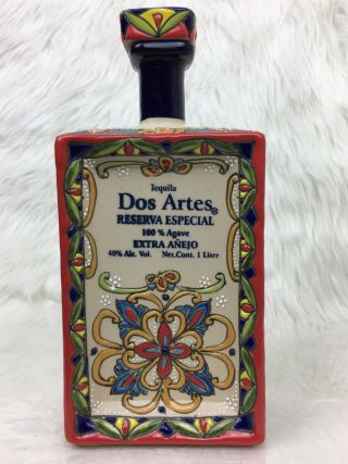 Dos Artes Reserva Especial Tequila,  Hand Crafted & Painted Ceramic Decanter