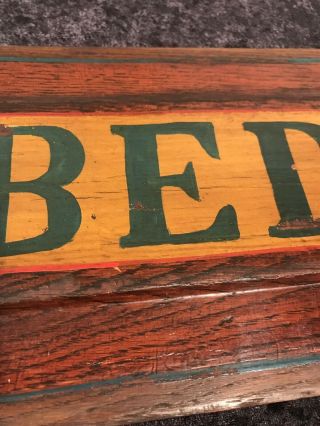 Old Wood Bed & Board Inn Sign Hand Painted Advertising 3