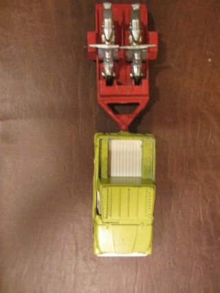 VINTAGE 1969 TOOTSIETOY DIECAST JEEP and TWO MOTORCYCLES ON TRAILER TOY 2