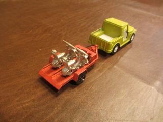VINTAGE 1969 TOOTSIETOY DIECAST JEEP and TWO MOTORCYCLES ON TRAILER TOY 4
