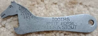 Tooths White Horse Ales & Stout Horse Pressed Metal Opener 84mm Rare As