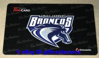 Tim Hortons Gift Card Swift Current Broncos Canada 2014 No Value 6102 Fd42355