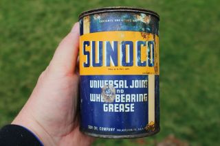 VINTAGE SUNOCO ONE POUND UNIVERSAL JOINT & WHEEL BEARING GREASE CAN - LUBRICANT 5