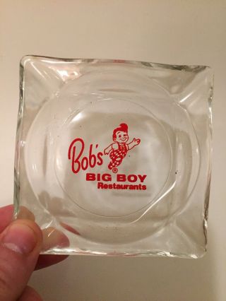 Vintage Bob’s Big Boy Restaraunts Clear Glass Ash Tray Advertising Ashtray