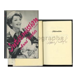 Anne Baxter - " Intermission " - Signed 1st Edition,  1976 - Hollywood Actress