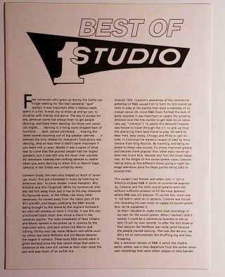 REGGAE LP - V/A BEST OF STUDIO ONE - 1983 - Booklet Insert - NM 4
