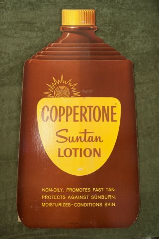Coppertone Suntan Lotion Bottle Standee Standup Store Advertising (hse) 1950s