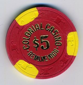 Obsolete 1970s $5 Chip From The Colonial Casino,  Reno,  Book Value $50 - $59