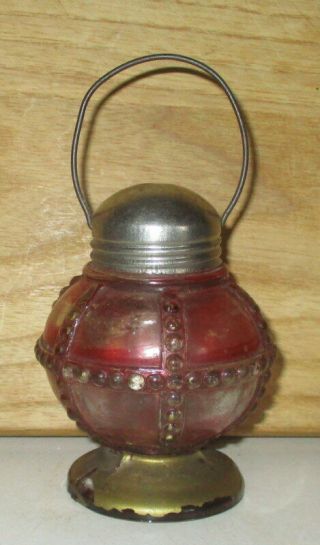 Antique Glass Lantern Candy Container