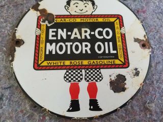 EN - AR - CO Motor Oil White Rose Gasoline Porcelain Sign Station Garage Wall Art 3